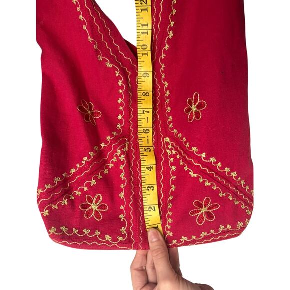 Hippie- boho- unbranded Ed pink embroidery crossbody tote bag- boho 70s - Picture 6 of 13